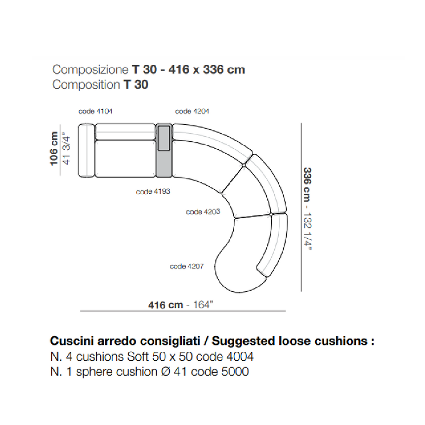 Modular J-Shaped Sofa with Table | Arflex Tokio