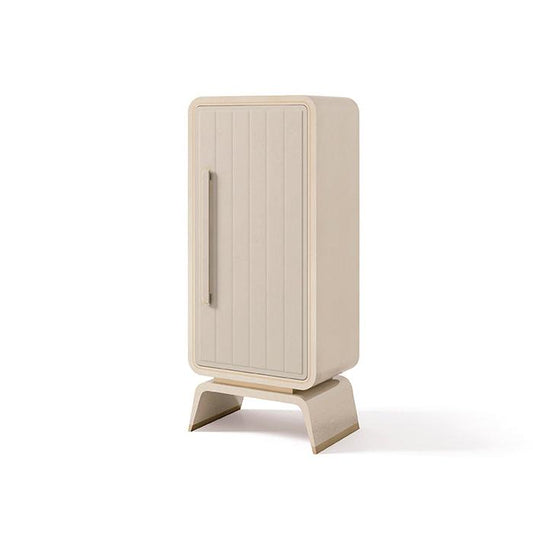 Compact Single-Door Cabinet with Textured Front and Curved Legs | Redeco Hanami