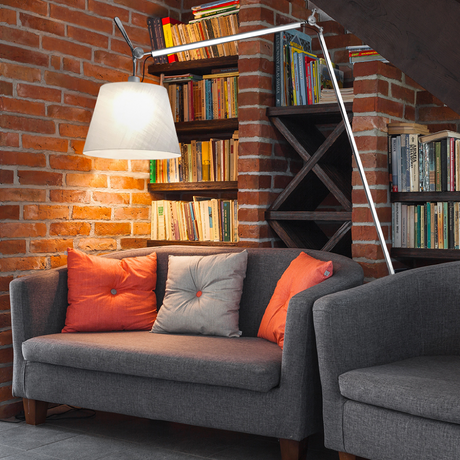 White Shade Maxi Floor Lamp | Artemide Tolomeo | Italianfurniture.com