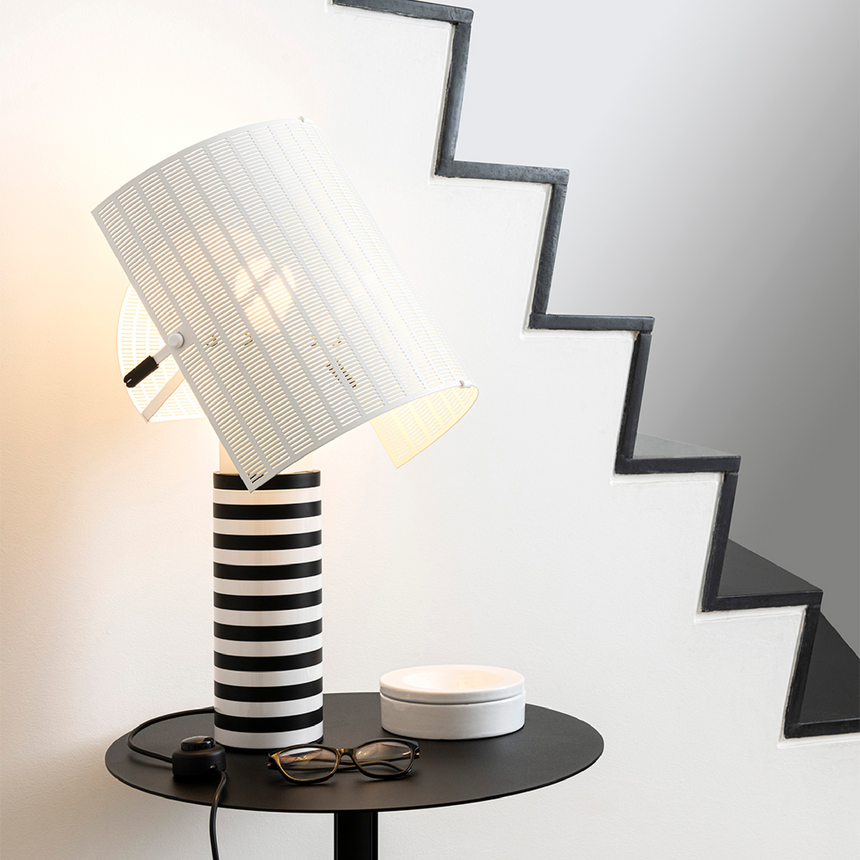 White Perforated Steel Table Lamp | Artemide Shogun | Italianfurniture.com