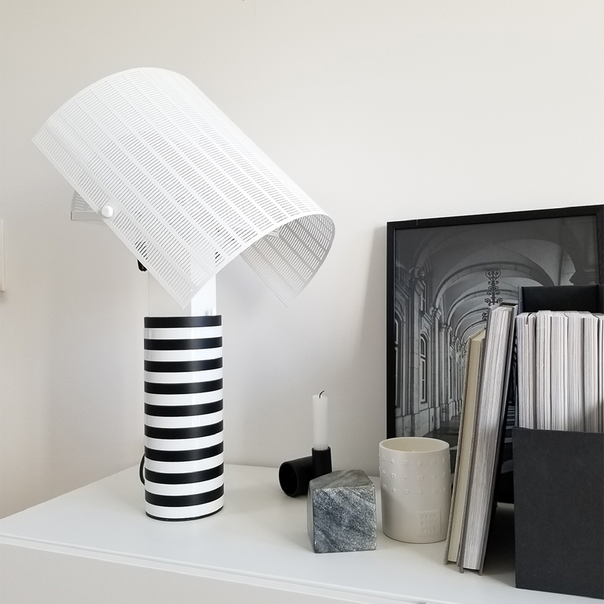 White Perforated Steel Table Lamp | Artemide Shogun | Italianfurniture.com