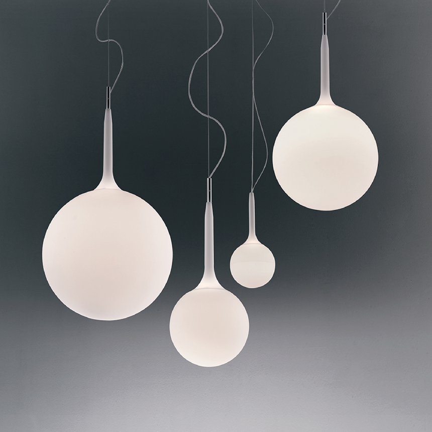 Opaque Glass Sphere Pendant Lamp | Artemide Castore | Italianfurniture.com