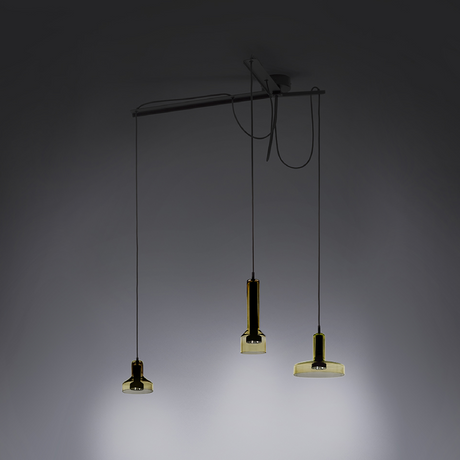 Colored Glass Triple Pendant Lamp | Artemide Stab | Italianfurniture.com