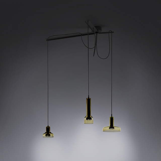 Colored Glass Triple Pendant Lamp | Artemide Stab | Italianfurniture.com