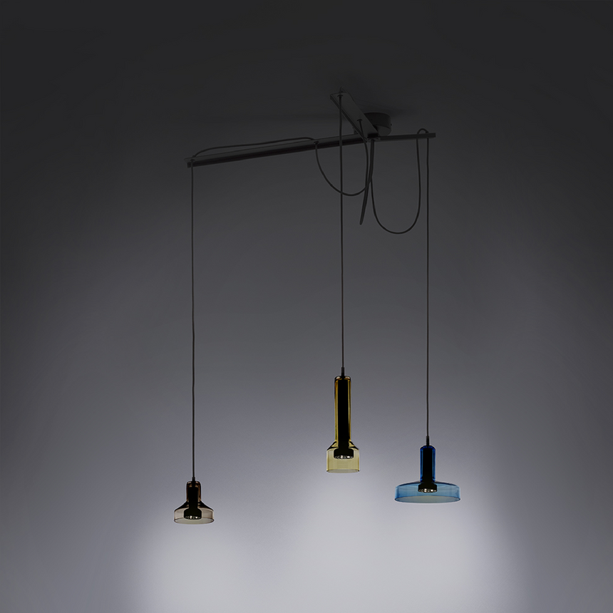 Colored Glass Triple Pendant Lamp | Artemide Stab | Italianfurniture.com