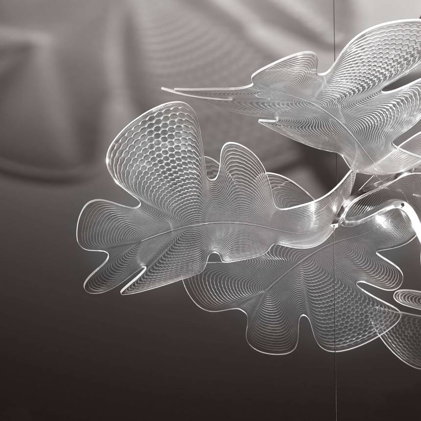 Clear Wavy Pendant Lamp | Artemide Chlorophilia | Italianfurniture.com