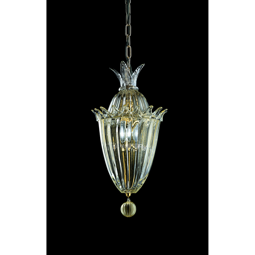 Ribbed Floral Glass Hanging Lamp | Barovier & Toso Fanali Veneziani