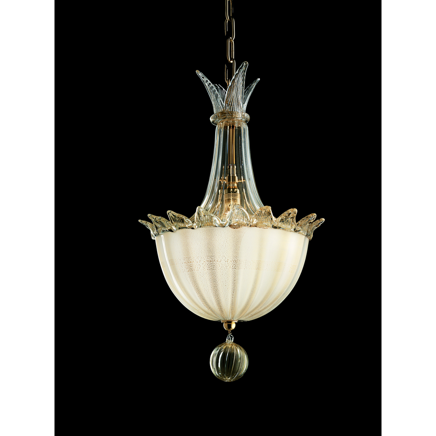 Ribbed Floral Glass Hanging Lamp | Barovier & Toso Fanali Veneziani