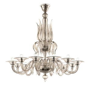 Glass Leaves 8-Bulb Chandelier | Barovier & Toso Fauve | Italianfurniture.com