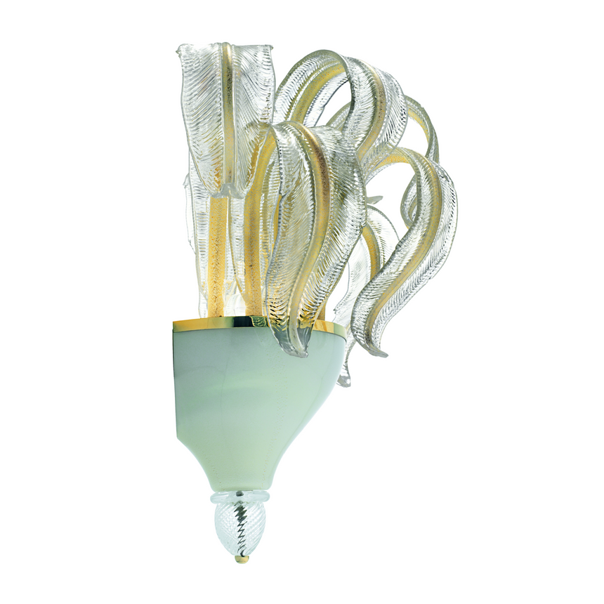 Curled Glass Feather Wall Lamp | Barovier & Toso Piume | Italianfurniture.com