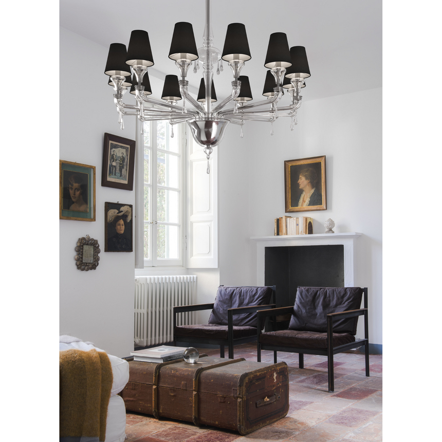 13-Bulb Cascade Shaded Chandelier | Barovier & Toso Nevada | Italianfurniture.com