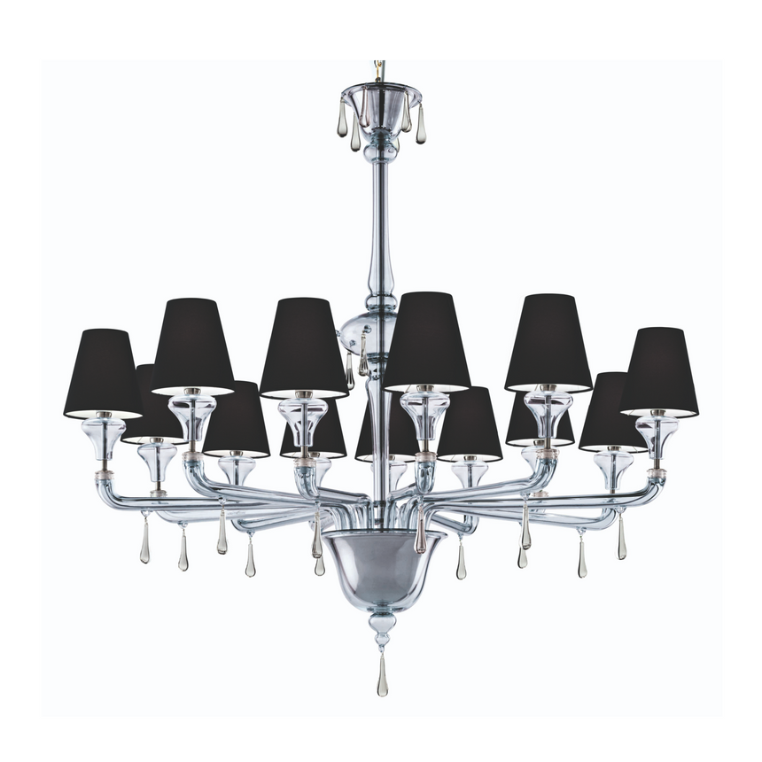 13-Bulb Cascade Shaded Chandelier | Barovier & Toso Nevada | Italianfurniture.com