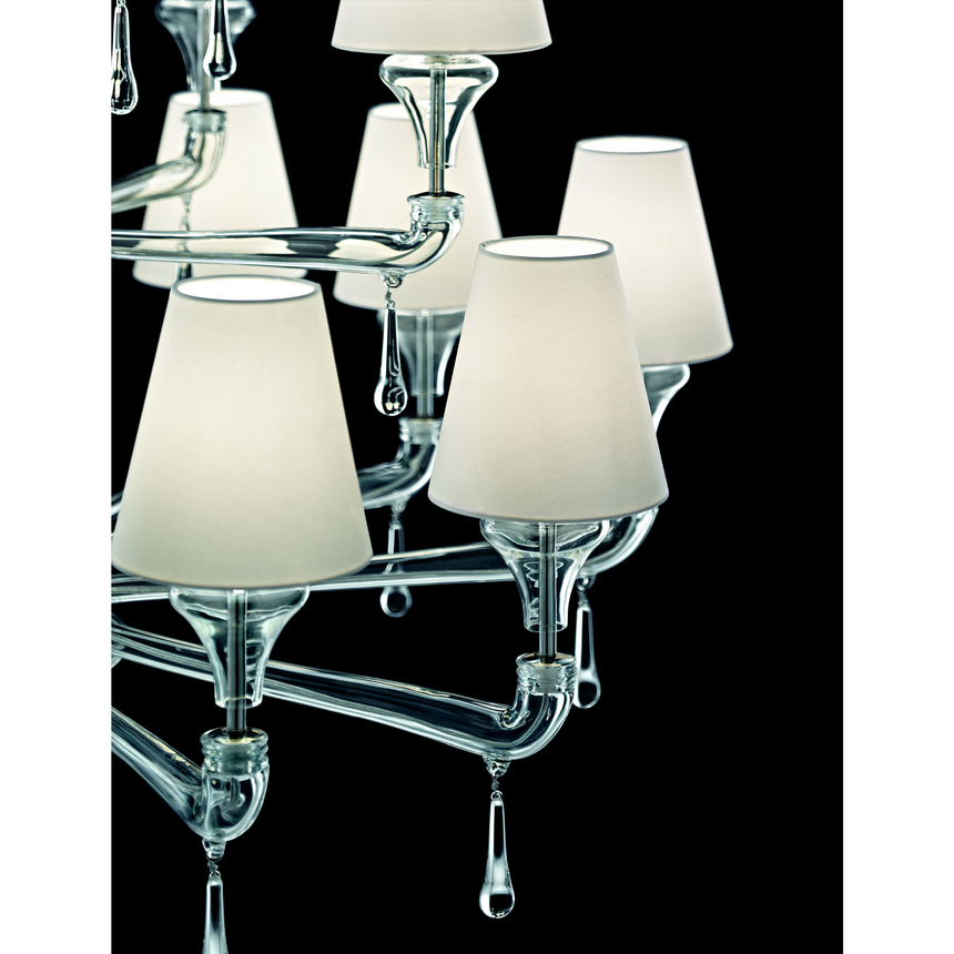 13-Bulb Cascade Shaded Chandelier | Barovier & Toso Nevada | Italianfurniture.com