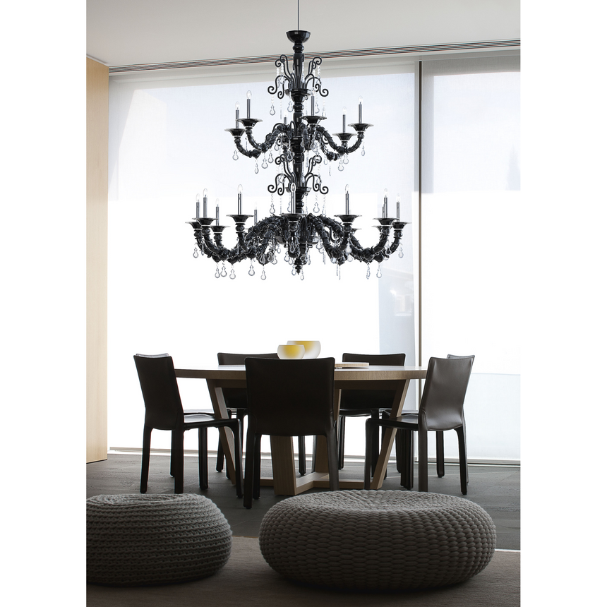 Crystal Pendants Tapered Chandelier | Barovier & Toso Baikal | Italianfurniture.com