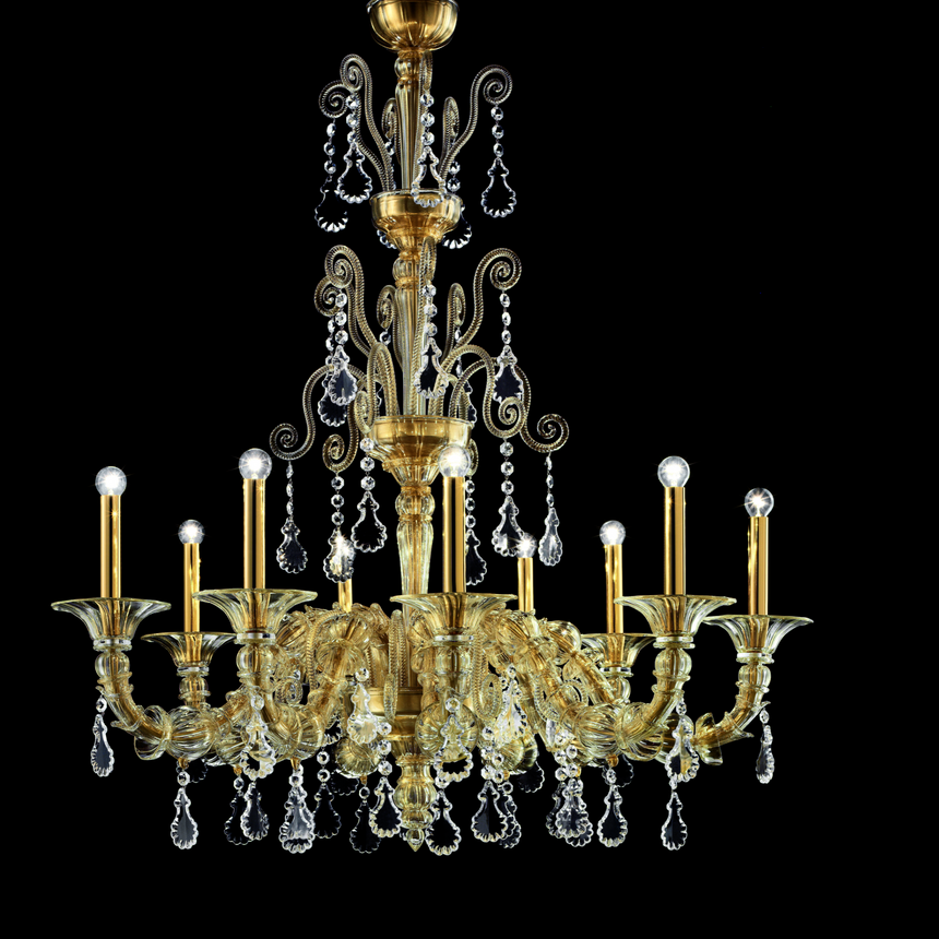 Crystal Pendants Tapered Chandelier | Barovier & Toso Baikal | Italianfurniture.com