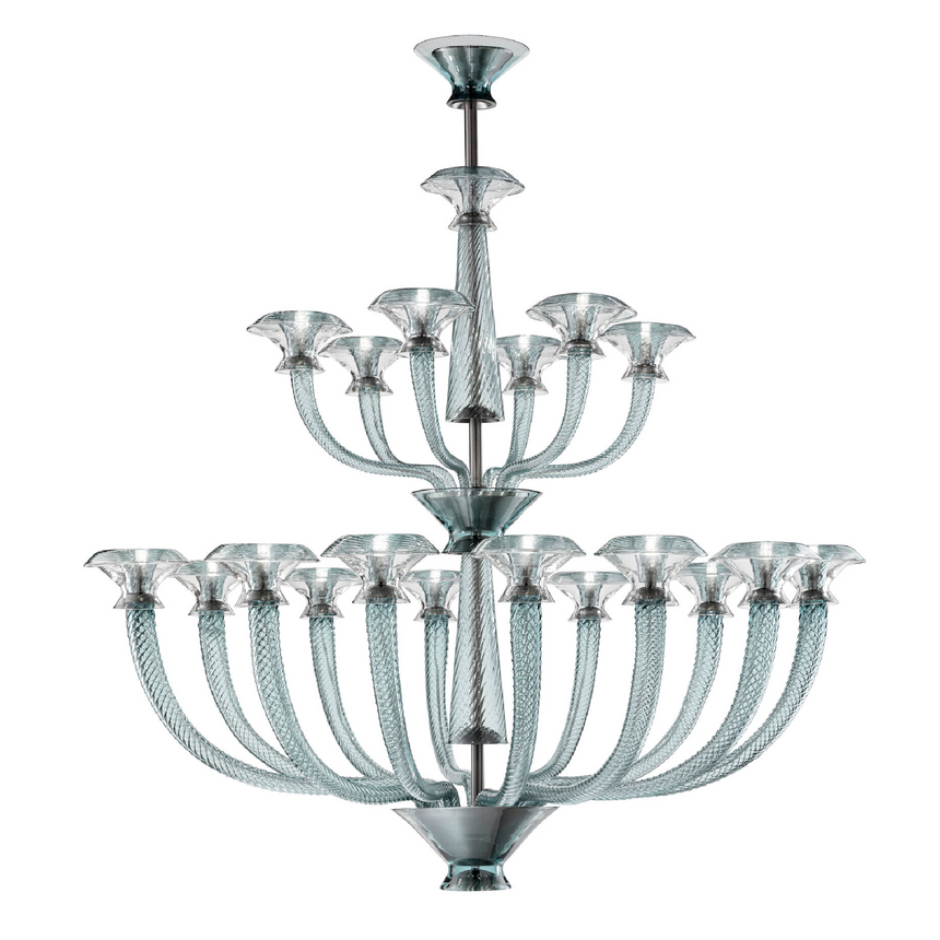 Glass 18-Bulb Flared Chandelier | Barovier & Toso Vertigo | Italianfurniture.com