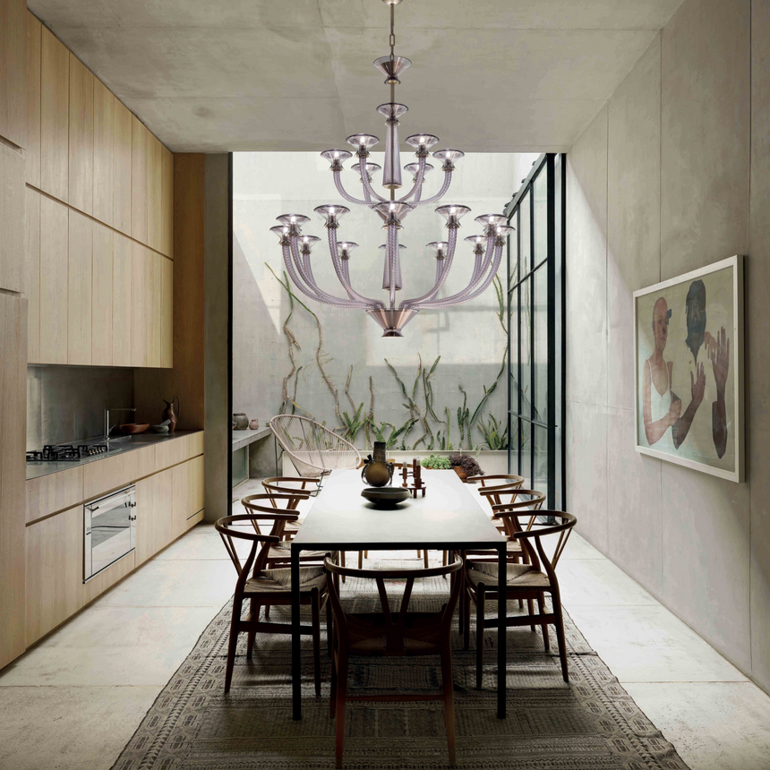 Glass 18-Bulb Flared Chandelier | Barovier & Toso Vertigo | Italianfurniture.com