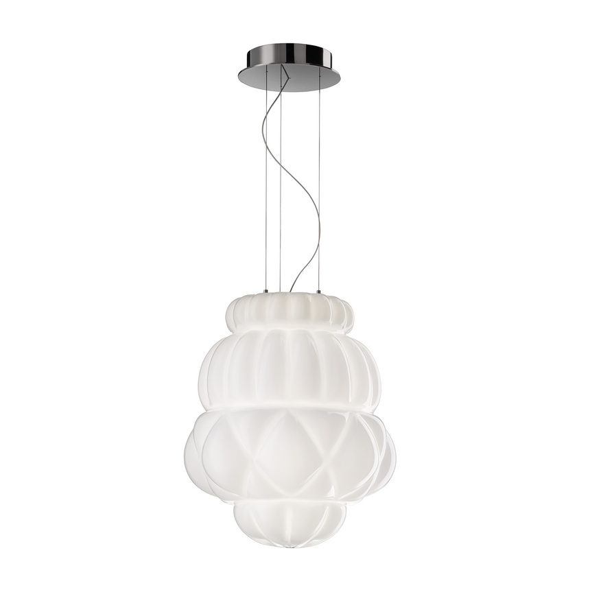 White Opaline Hanging Lamp | Barovier & Toso Vallonné Opale | Italianfurniture.com