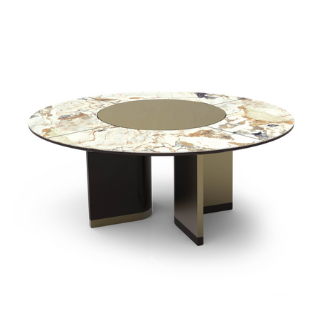 Bronze Base Round Dining Table | Bizzotto Italia Ikat | Italianfurniture.com