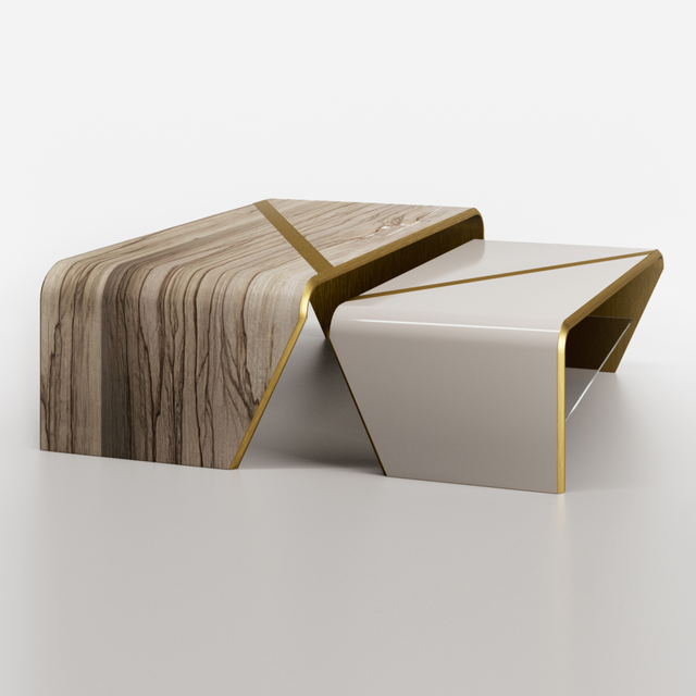 Diagonal Patterned Nesting Coffee Tables L (2) | Bizzotto Italia Akashi | Italianfurniture.com
