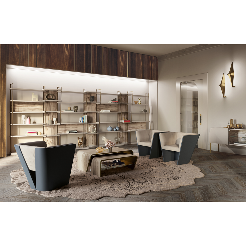 Diagonal Patterned Nesting Coffee Tables L (2) | Bizzotto Italia Akashi | Italianfurniture.com