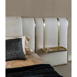 Metallic Insert Leather Bed | Bizzotto Italia Ginko | Italianfurniture.com