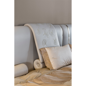 Metallic Insert Leather Bed | Bizzotto Italia Ginko | Italianfurniture.com