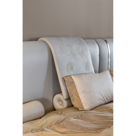 Metallic Insert Leather Bed | Bizzotto Italia Ginko | Italianfurniture.com