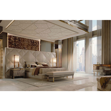 Metallic Leg Padded Bench | Bizzotto Italia Infinity | Italianfurniture.com