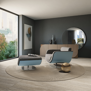 Chrome Base Swivel Pouf | Bizzotto Italia Plume