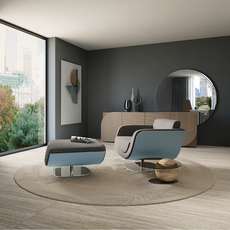 Chrome Base Swivel Armchair | Bizzotto Italia Plume