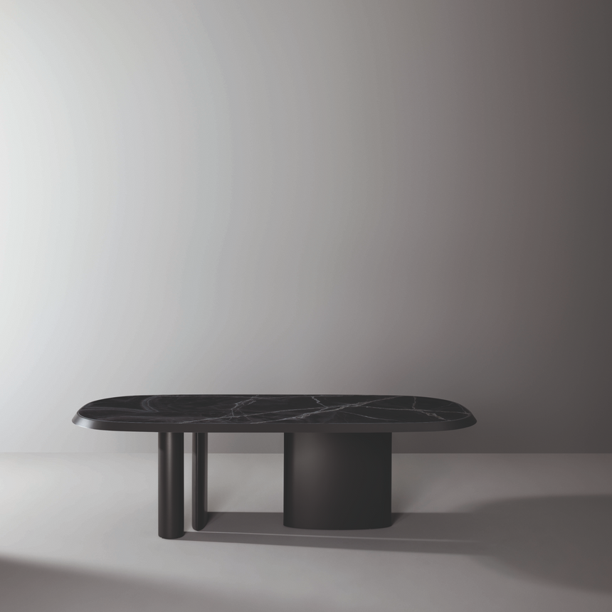 Asymmetrical Metal Base Dining Table | Bonaldo Padiglioni | Italianfurniture.com