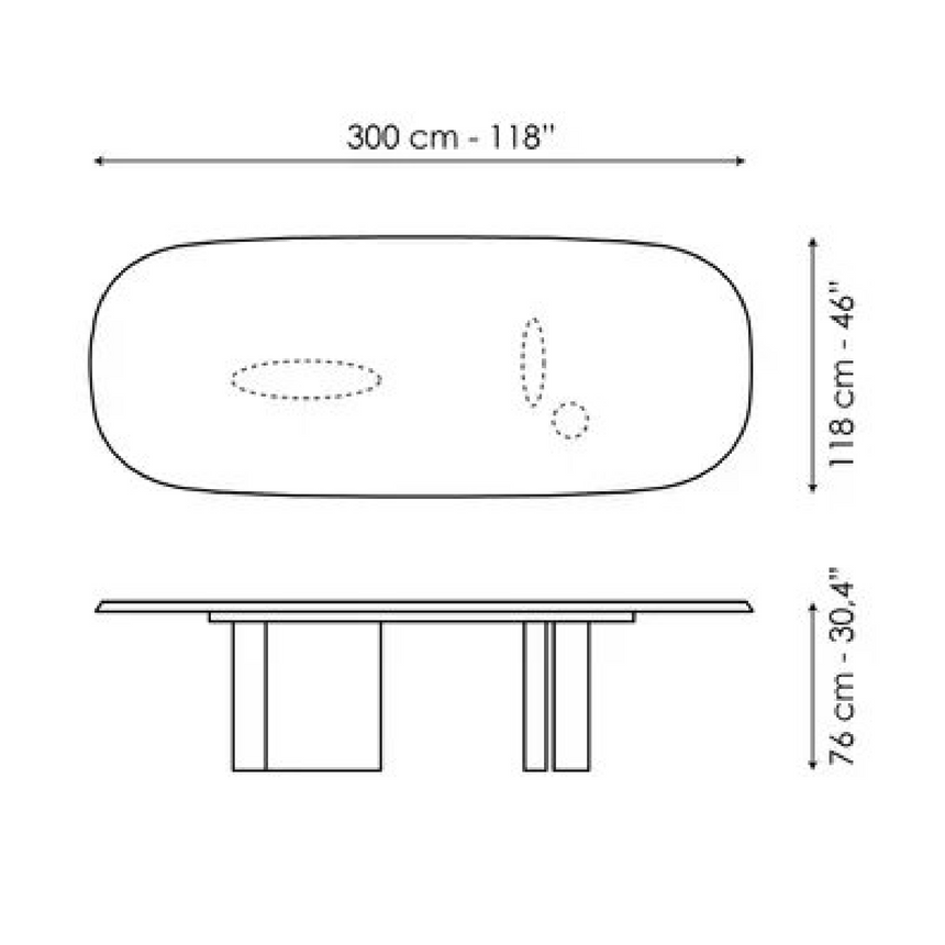 Asymmetrical Metal Base Dining Table | Bonaldo Padiglioni | Italianfurniture.com