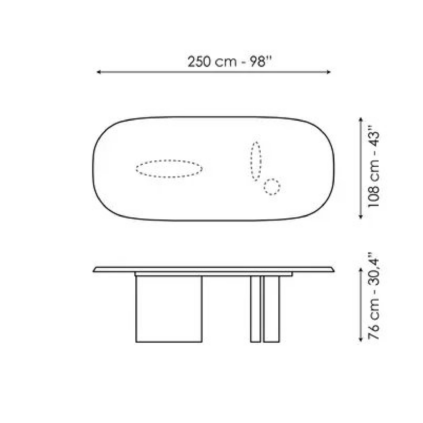 Asymmetrical Metal Base Dining Table | Bonaldo Padiglioni | Italianfurniture.com