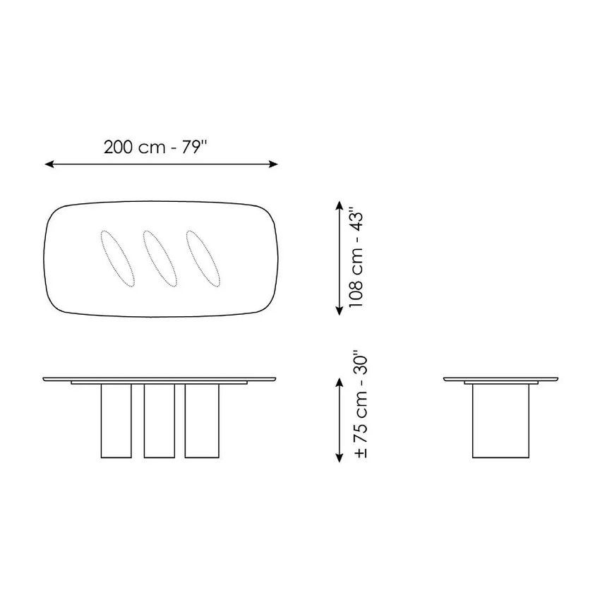 Three-Legged Ceramic Dining Table | Bonaldo Louver | Italianfurniture.com