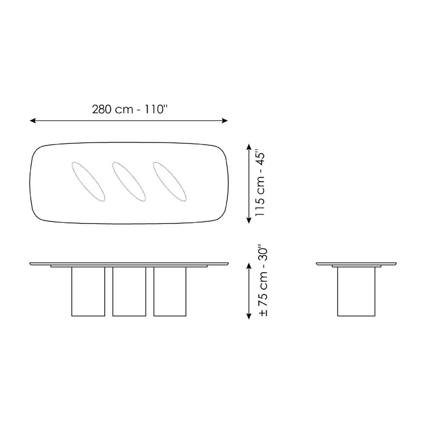 Marble Three-Legged Dining Table | Bonaldo Louver | Italianfurniture.com