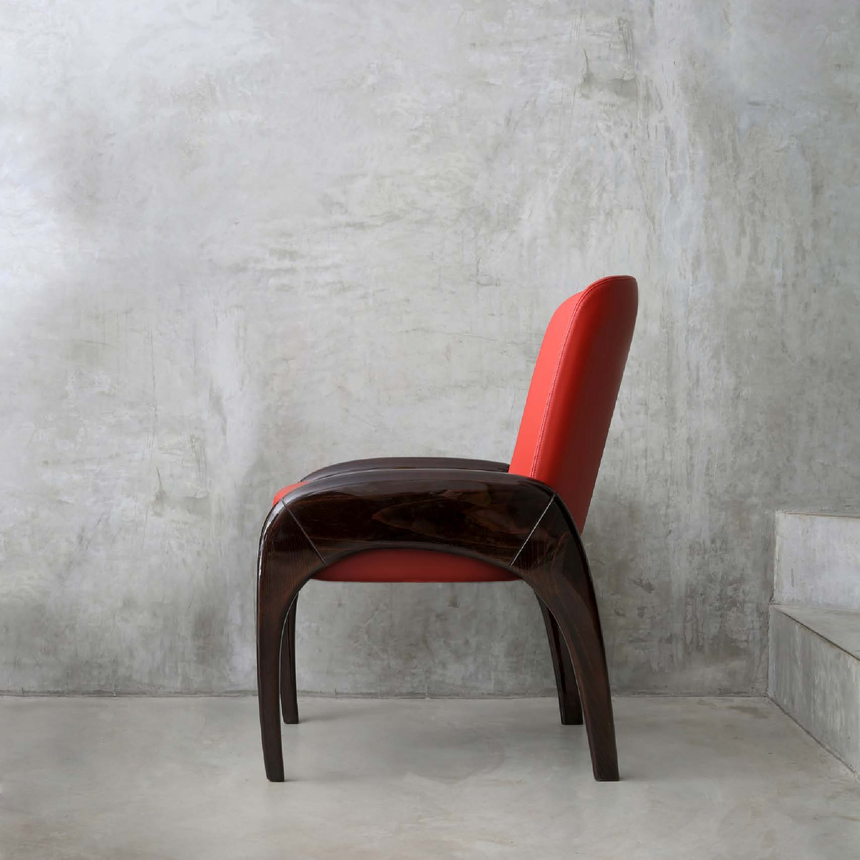 Glossy Wood Leather Dining Chair | Casa Casati | Italianfurniture.com