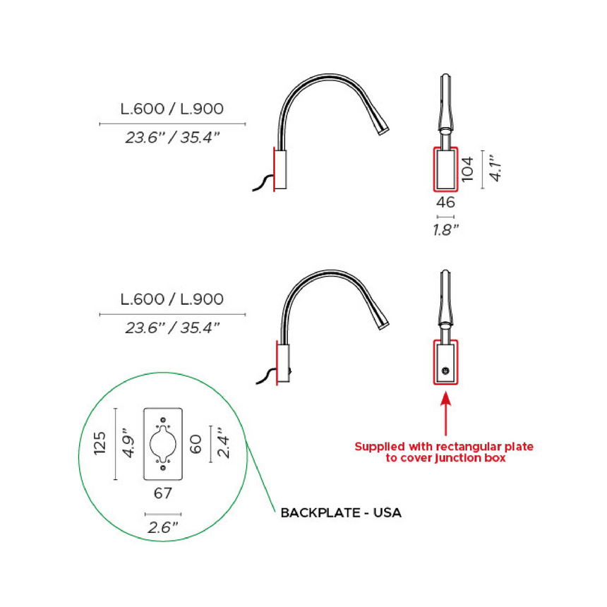 Flexible-Arm Wall Lamp | Contardi Flexiled | Italianfurniture.com