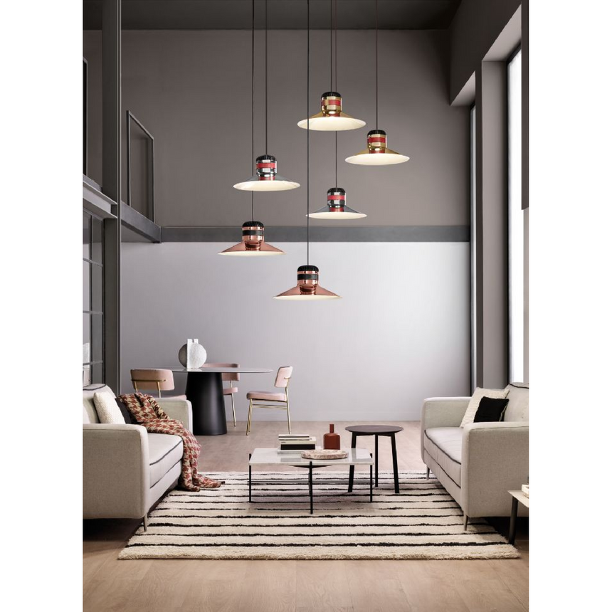 Leather Strapped Metal Hanging Lamp | Masiero Cordea | Italianfurniture.com