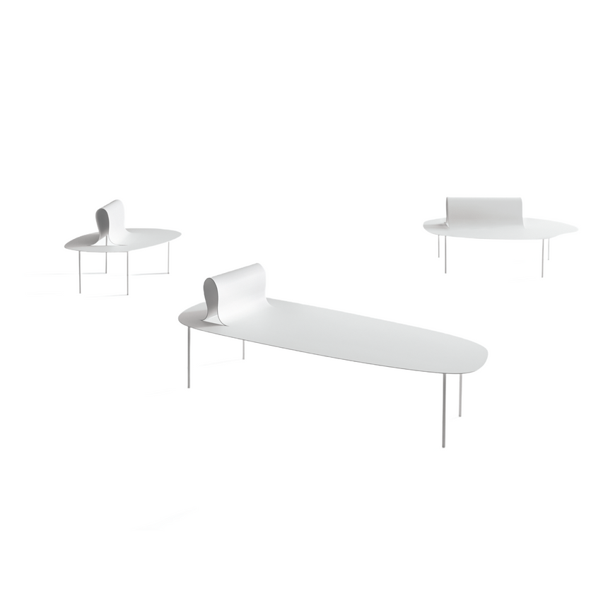 Bent-Back Metal Outdoor Bench | Desalto Softer than | Italianfurniture.com