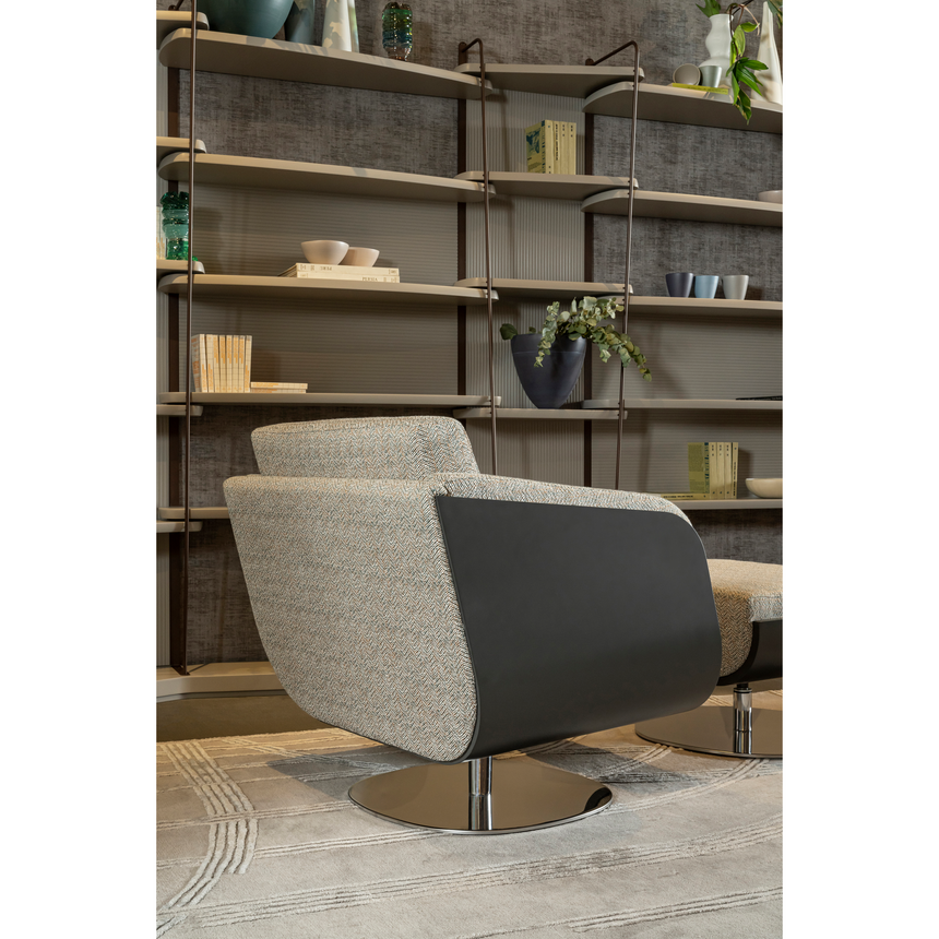Chrome Base Swivel Armchair | Bizzotto Italia Plume