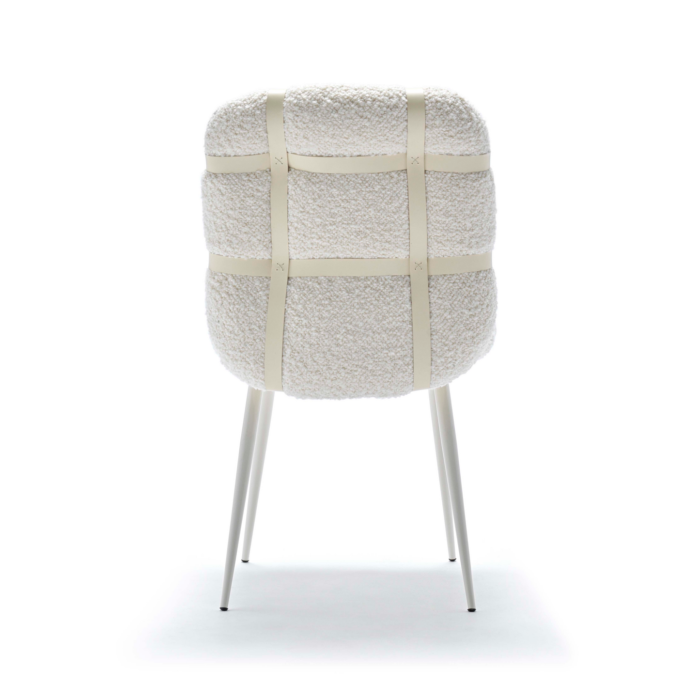 Leather Strapped Bouclé Dining Chair | Fasem Avion | Italianfurniture.com