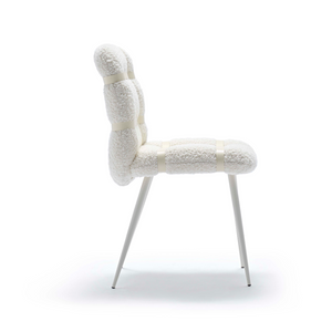 Leather Strapped Bouclé Dining Chair | Fasem Avion | Italianfurniture.com