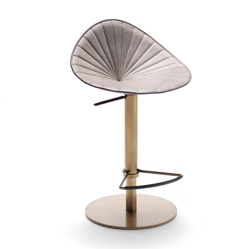 Pleated Leather Bar Stool | Fasem Fiorile | Oroatrade.com