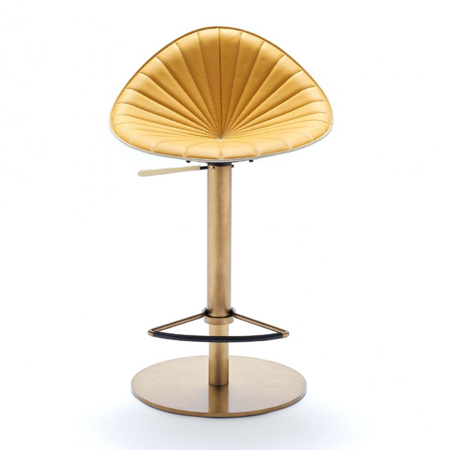 Pleated Leather Bar Stool | Fasem Fiorile | Oroatrade.com