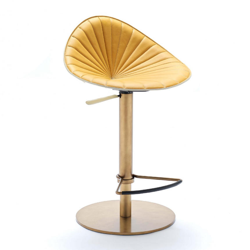 Pleated Leather Bar Stool | Fasem Fiorile | Oroatrade.com