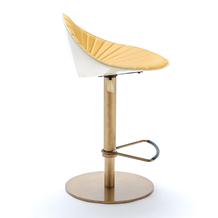 Pleated Leather Bar Stool | Fasem Fiorile | Oroatrade.com