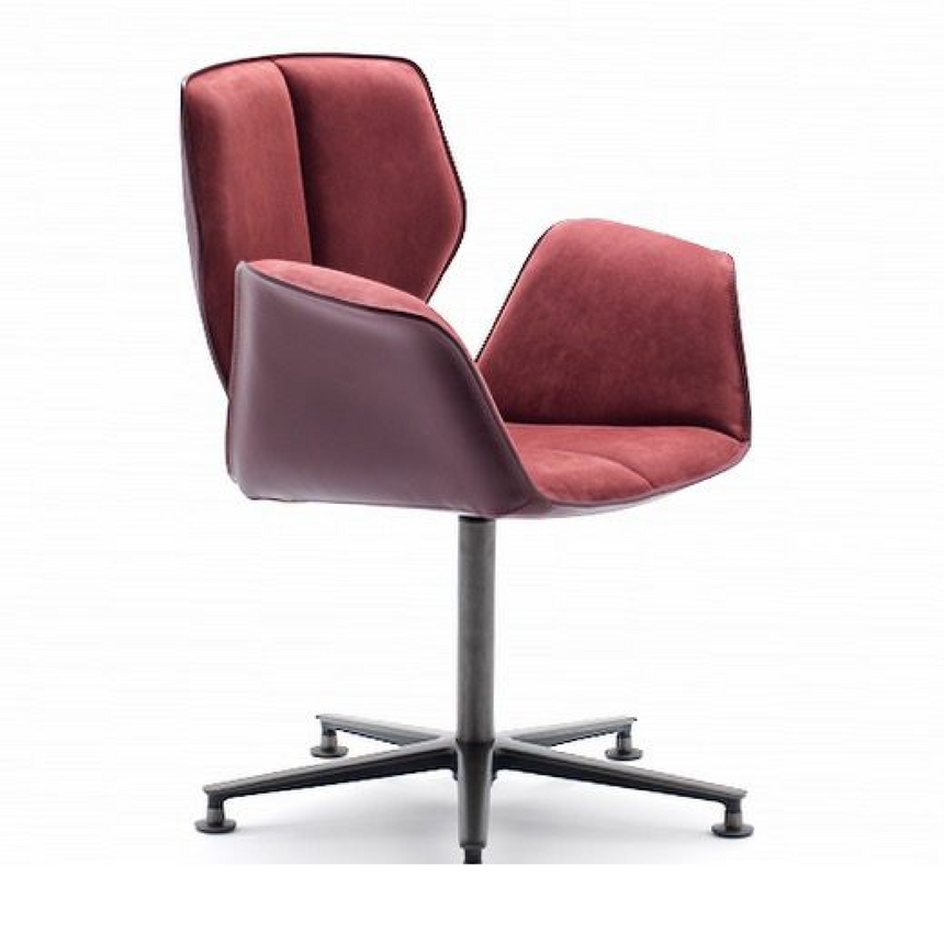 Five-Spoke Leather Swivel Chair | Fasem Fosca | italianfurniture.com