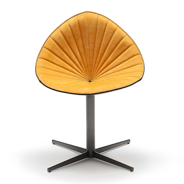 Pleated Leather Swivel Dining Chair | Fasem Fiorile Plissé | Italianfurniture.com