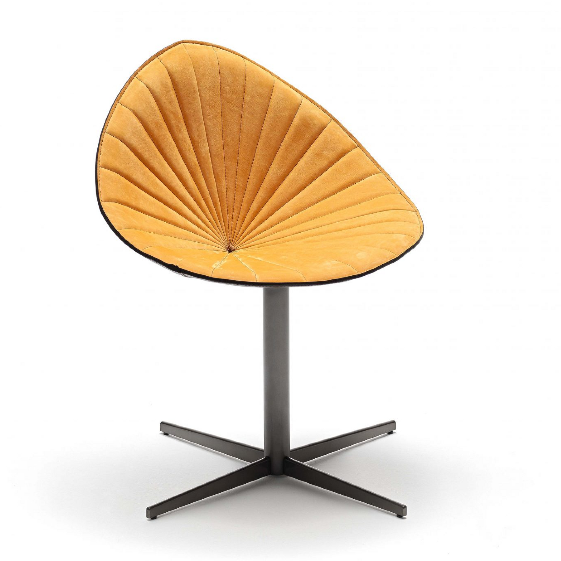 Pleated Leather Swivel Dining Chair | Fasem Fiorile Plissé | Italianfurniture.com